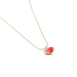 OAKKY Einfaches Rotes Herz Anhänger Halskette für Frauen Edelstahl Zarte Kette zum Schichten Minimalistischer Schmuck Gold