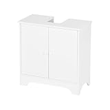 buybyroom Aufbewahrungsschrank für Badezimmer, mit 2 praktischen Türen, 30 x 60 x 60 cm, MDF, Weiß