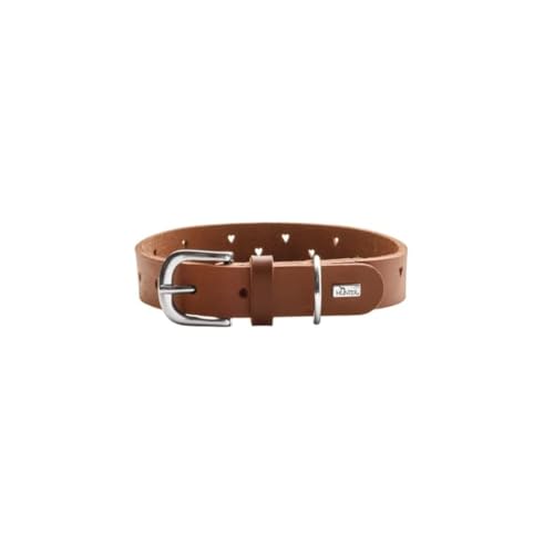 Hunter Hundehalsband Aalborg Soul, Farbe Cognac, mit Herz-Stanzung, stark gefettet, robust, Größe 30