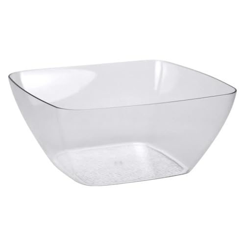 EcoQuality 146 oz Clear Acrylic Serving Plastic Bowl – Large Disposable Salad Bowl for Parties Catering Events Buffets Fruit Snacks and Table Displays (6)