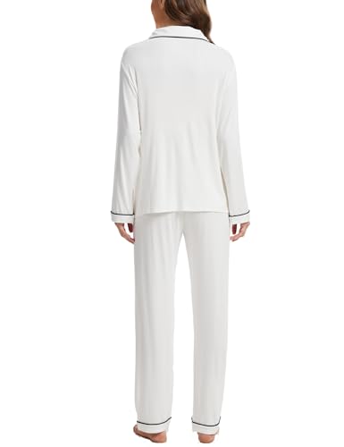 Image of Button Up Pajamas for Women Long Sleeve Sleepwear Soft Loungewear Ladies Pjs Set XS-XXL