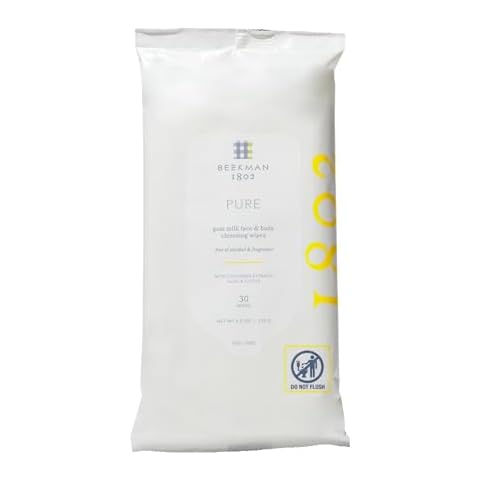 Beekman 1802 Face & Body Wipes - Fragrance Free, 30 Count, Cleanses Dirt & Makeup, With Goat Milk, Aloe & Vitamin E Cover