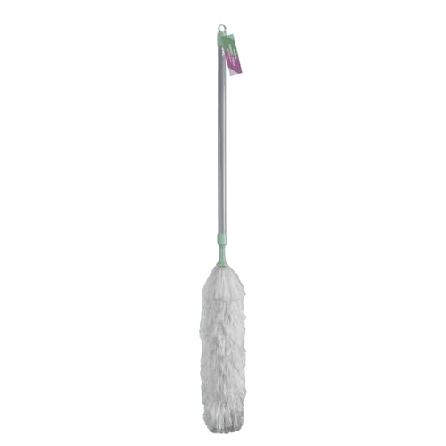 Image of JVL Synthetic Telescopic Duster, Extendable Handle for High Reach Dusting, Lightweight Household Cleaning Tool – Grey