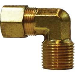 18249 90 deg Elbow, 7/16 in Compression x 3/8 in Compression, Brass