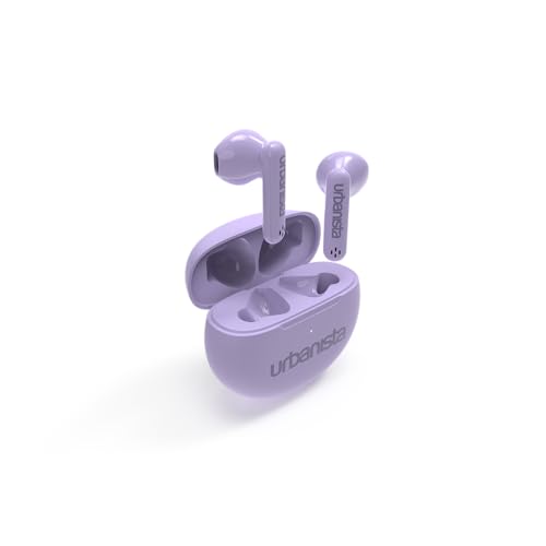 Urbanista Austin - True Wireless Earbuds with Dual Microphones, Bluetooth 5.3, IPX4 Water Resistant, Touch Controls, USB-C Charging Case - Lavender Purple