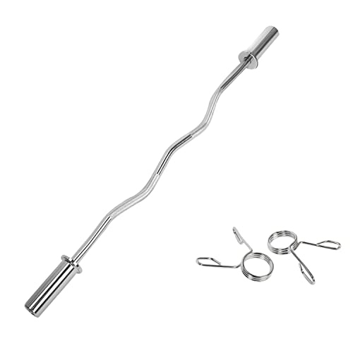 Nisorpa Barre olympique EZ Curl de 119,4 cm avec poignée antidérapante et 2 colliers à ressort pour biceps et musculation Cover