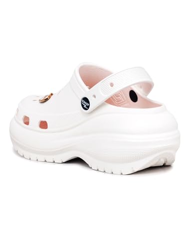Image of ATHCO Roxxie Clogs For Women's|Girl's| Dual-Color Soft EVA Cushioned With Massage Footbed|Easy Wear with Adjustable Back Strap|Lightweight Platform Heels|Flexible|Breathable|Extra Soft Comfortable Anti-Skid Casual Mule|All-Season|Summer|Monsoon|Rain|Winter|Waterproof|Casual Slip-On Sandal with Cute Charms & Chunky Design|Indoor & Outdoor Wear|Trendy|Fashionable|Stylish|Shoes