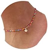 Shegirl Boho Beaded Anklet Bracelet Gold Shell Anklet Chain Colorful Beaded Foot Jewelry for Women and Girls