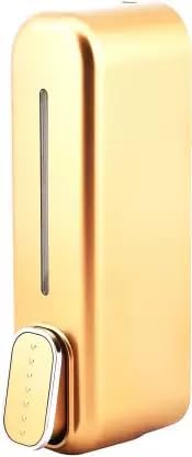 Image of Black ABS Wall Mounted Soap Dispenser: Leak-Free Hand Wash & Shampoo Bottle for Bathroom, Kitchen, Shower, Ideal Home Gadget & Organiser for Soap Dispenser in Wash Basin. (Gold)