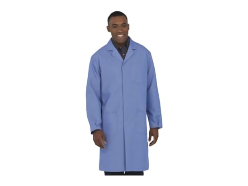 Worklon/Fashion Seal 473-S Micro stat ESD Lapel Knee Length Coat, Blue, Small - - Each