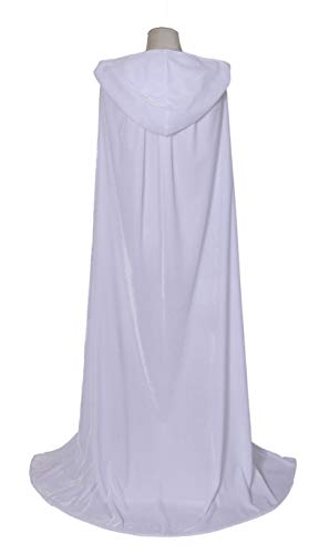 Bigxian Long Hooded Cloak Velvet Cape Witch Costume Halloween Costumes For Women Men (White, Large) #TOP3