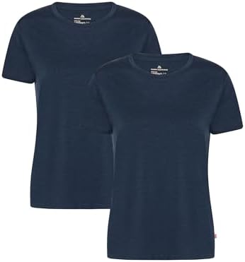 DANISH ENDURANCE 100% Merino T-Shirt Damen, Geruchshemmend, 2er Pack | Merino T-Shirt, Leicht, Atmungsaktiv, Feuchtigkeitsableitend & Geruchshemmend, für Alltag, Reisen & Schichten