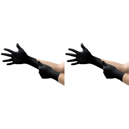 MICROFLEX MidKnight MK-296 & Onyx N64 Disposable Nitrile Gloves for Automotive - Large & Med, Black (Case of 1000)