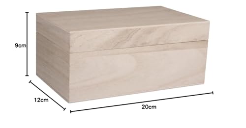 Rayher 62815000 Natural Wood Box with Lid for Craft, DIY Wooden Keepsake Box, 20 x 12 x 9 cm