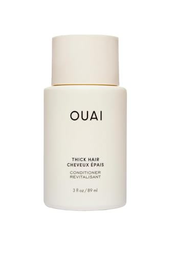 OUAI Thick Hair Conditioner Travel Size - Moisturising Conditioner for Dry, Frizzy Hair - Keratin, Marshmallow Root, Shea Butter and Avocado Oil - Paraben, Phthalate and Sulfate Free Hair Care - 89ml