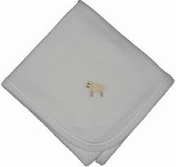 White Cotton Receiving Blanket with Lamb