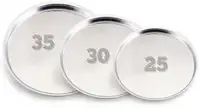 Kit 3 Formas Para Pizzas em Aluminio. 1: 25x01cm. 2: 30x01cm. 3: 35x01cm