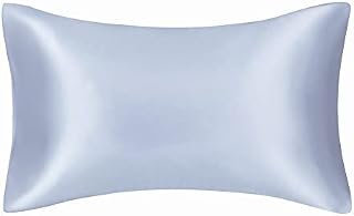 FLCA 100% Mulberry Silk 19 Momme Charmeuse Silk Pillowcase Both Sides Silk Hypoallergenic Pillow Shams Cover for Skin Health with Hidden Zipper 1pc 50 x 75 cm (Silver, Standard(50x75cm))