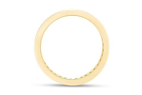 AFFY 3mm Simulated Green Emerald Stackable Eternity Band Ring in14K Gold Over Sterling Silver4