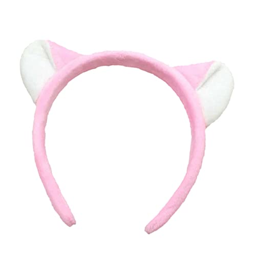 TOGEVAL Katzenohren Haarband Tierkopfbedeckung Leichtes Pinkes Haar Accessoire Für Party Cosplay