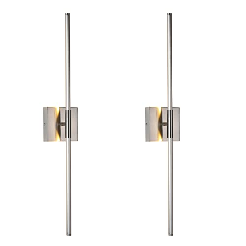 Image of KUZZULL Modern Minimalist LED Bathroom Sconce, Brushed Nickel, 27.8 inch x 4.3 inch x 3.4 inch