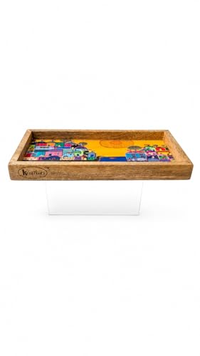 Image of Wooden Designer Rectangular Serving Tray - 10 x 5 x 1Inch | Premium Mango Wood Decorative | Eco-Friendly Non-Toxic Multipurpose Serving Tray for Tea, Coffee, Snacks, Kitchen & Gifting(FC)