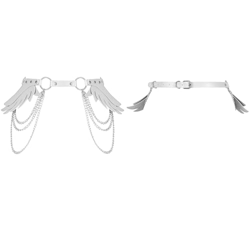 Women's Leather Harness Angel Wings Punk Garter Belt Leg Belt Waist Chains Halloween Rave Costume Accessories2