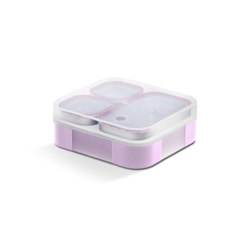 Image of VAYA Tydbyt Tiffin Box for Women Stainless Steel, 3 Steel Containers & Lids, Lunch Box for Kids Girls 3 Compartment, Organized Meals with No Mix-Ups, Bento Box, Lilac Love
