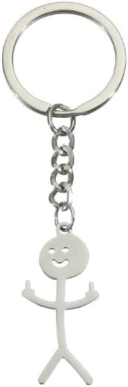 1Pc Silver Stainless Steel Funny Doodle Keychain Finger Pendant Keyring Long Distance Friendship Jewelry Gift for Men Women Keyrings, Keychains and Charms,Clothing, Shoes and Jewelry Accessories,
