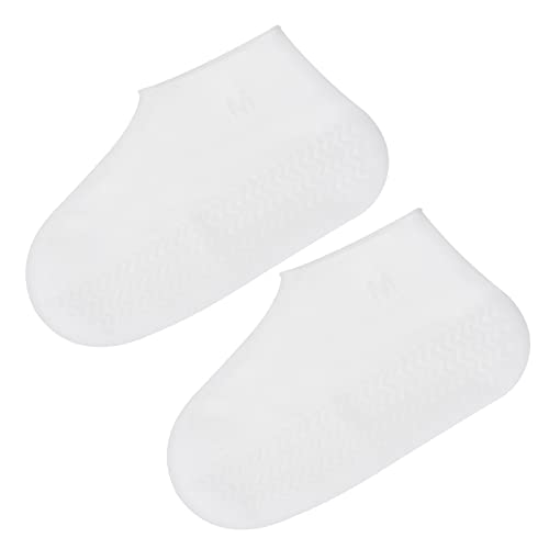PATIKIL M Foldable Waterproof Silicone Shoe Cover, Reusable Non-Slip Overshoes Rain Shoes Covers Protectors Galoshes for Outdoor Rain Snow, White 1 Pair