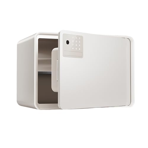 Small Personal Fireproof Safe All-steel Fingerprint Combination Safe with LED Smart Control Panel Removable Dividers Dual Alarm Function Safetys Box for Home, Office, Hotel(White)