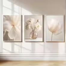 Tableau sur toile de pivoines beige affiches botaniques modernes deco murale