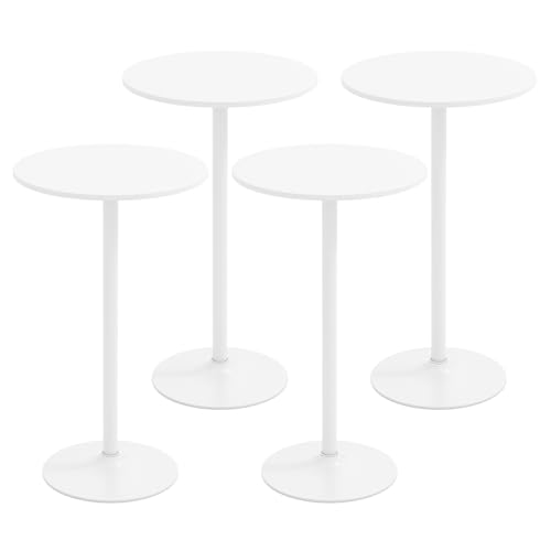 Image of Giantex 4-Pack 2-in-1 Bar Table with Detachable Pole, Metal Base, 24 inch Round Top, 40 inch /22 inch Two Convertible Height, Cocktail Pub Table for Bistro, Dining Room, Restaurant, Kitchen, White