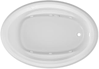 SIGNATURE Acrylic Drop-In Bathtub, Jet Massage Tub, Slip Resistant, Right Drain Placement, 59" (L) x 41" (W), Oval, White