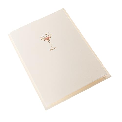 Image of Graphique Pink Martini Cards, Pack of 10 Cards with Envelopes, All Occasion Greetings, Blank Inside, Gold Foil Embossing, La Petite Press Collection Boxed Set, 3.25 inch x 4.75 inch