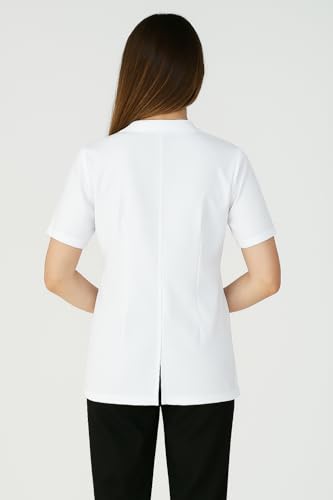 Image of PRAGATI TRENDS Women's Lab Coat Half Sleeves - Polycotton Blend, Button Closure, White - Medical, Doctor, Dentist, Hospital Use