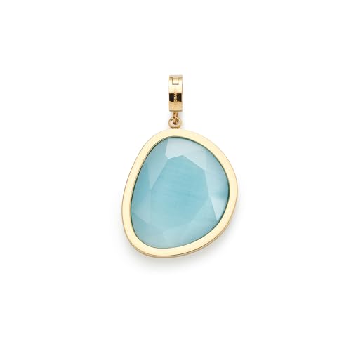 JEWELS BY LEONARDO Anhänger Clip & Mix Bonny • Ketten-Anhänger aus goldfarbenem Edelstahl • Catseye in glasklarem Türkis • Schmuck Geschenk für Frauen • 024948