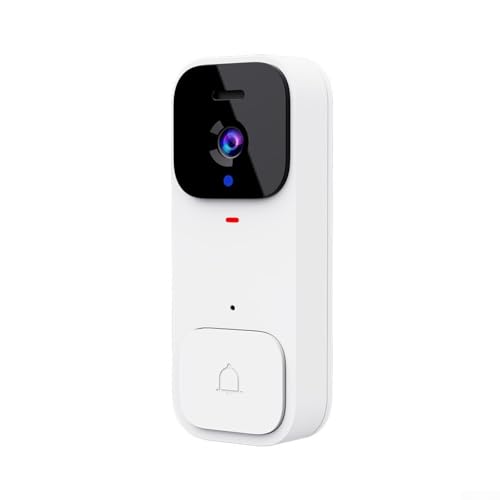 Honseadek Timbre de video con pantalla de 4.3 pulgadas, cámara inalámbrica con monitor, video portero HD para seguridad del hogar, batería de 800 mAh, negro/blanco (blanco)