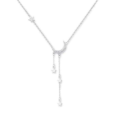 xdlhghe Moon Necklace for Women Silver Star Pendant Dainty Rhinestone Cute Long Necklace Jewelry Gift (Moon)