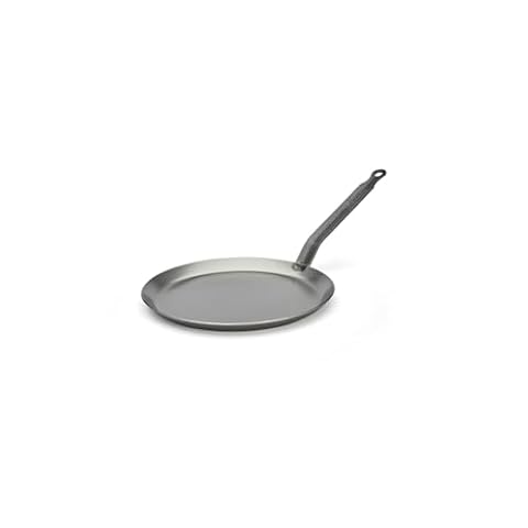 de Buyer Patelnia do naleśników Carbone Plus Crêpe ciężka stal żelazna 24 cm-5120.24, stal żelazna, srebrna, średnica 24 cm