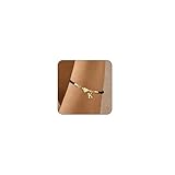 Lunvky Initial Bracelets for Women Girls Gifts Trendy Heart Love Friend Birthday Gift Adjustable Gold Charm Name Letter A-Z Braided Cute Bracelets for Teen Kids Mother Couples Bracelet Jewelry