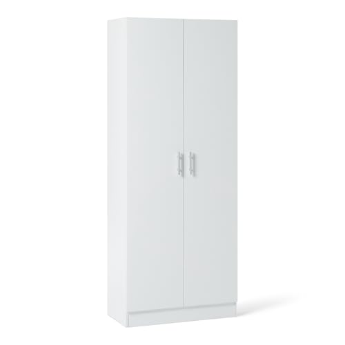 Amazon Basics Storage Cabinet for Kitchen, Hallway, Tall Freestanding Cupboard, Narrow Pantry...