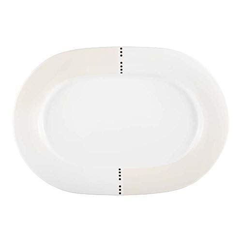 Seltmann 001.504642 Savoy Lot de 2 plaques ovales en porcelaine Beige/noir 34609 Beige 32,5 cm de long 22,1 cm de large et 3 cm de hauteur