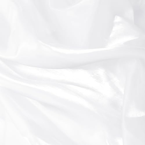 JOSNAAN 60W Sheer Organza Fabric Cut By The Yard Silk Organza Fabric for Celebration Birthday and Wedding Decorations Light and Sheer for Bridal Tulle (White 1 Yard)