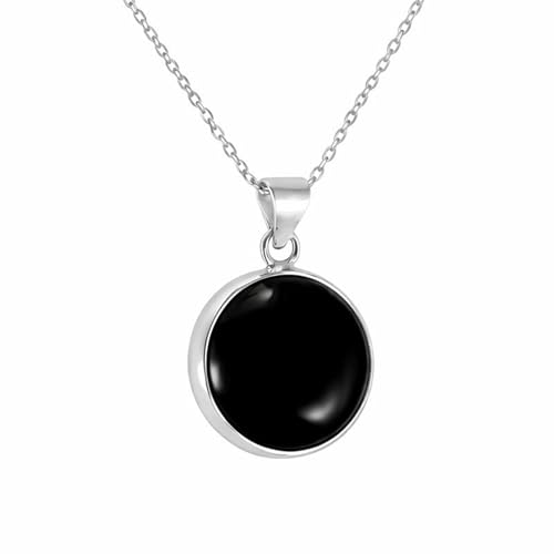 Collier argent 925 onyx noir anti-allergie avec chaîne réglable durable