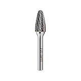 SF-5 Tungsten Carbide Burr Tree Shape Radius End Double Cut Rotary Burr File (1/2” Cutter Dia X 1”Cutter Length) with 1/4'' Shank, by LU&MN
