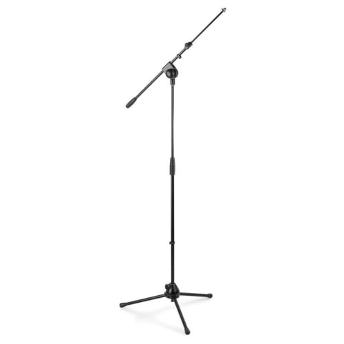 Vonyx Ms20 Soporte para Micrófono con Brazo Jirafa, Pie de micro, Negro, Brazo Telescópico, Equipo Profesional, Ajustable, Equipo Compacto, Fácil de Transportar, Se entrega sin micrófono