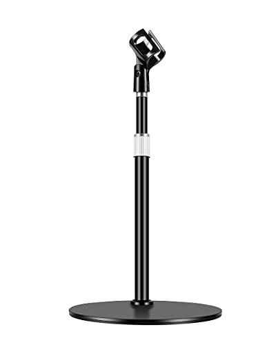 Etour [All-Metal] Desktop Mic Stand, [Super Stable&Anti-Vibration]Heavy Base Height Adjustable With Mic Clip 5/8 Screw Compatible With Hyper X Quadcast, Mv7, At2020, Atr2100X-Usb And Samson Q2U #TOP3