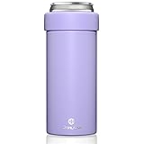 JIVILILM Stainless Steel Insulated Cooler for 12oz Slim Cans | Skinny Can Drinks Holder for Hard Seltzer, Beer, Soda, and Energy Drinks (Lilac)