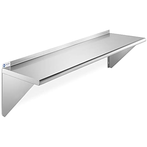 GRIDMANN 12" x 48" Stainless Steel Wall Mount Shelf with Backsplash, Commercial Grade - NSF Certified 18 Gauge Shelving for Restaurant, Kitchen, Utility Room, Garage Cover